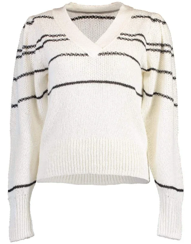 Sasha Striped Vee Sweater Cable Knit Ribbed Knit Lace Knit