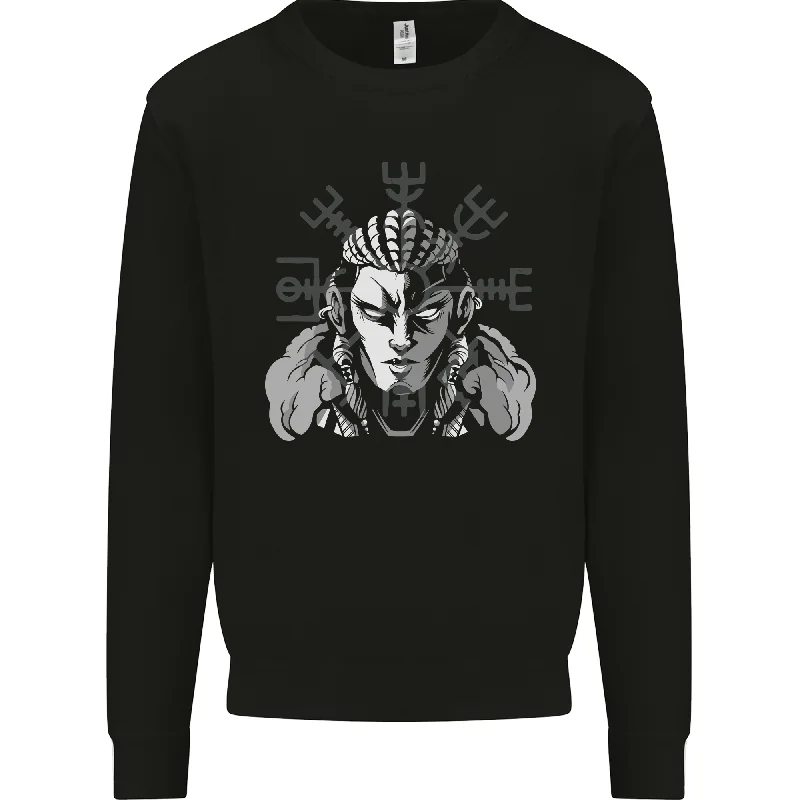 A Viking Shield Maiden Mens Sweatshirt Jumper Hoodie with Applique Textured Unique