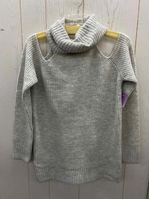 Hem & Thread Gray Womens Size Small Sweater Solid Print Embellished