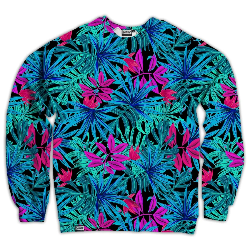 Tropical Leaves Unisex Sweatshirt Hoodie with Hem Ribbing Snug Secure