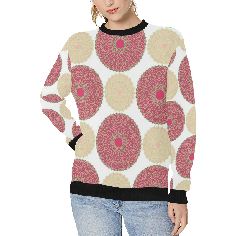 Circle indian pattern Women's Crew Neck Sweatshirt Hoodie with Set-In Sleeves Structured Classic