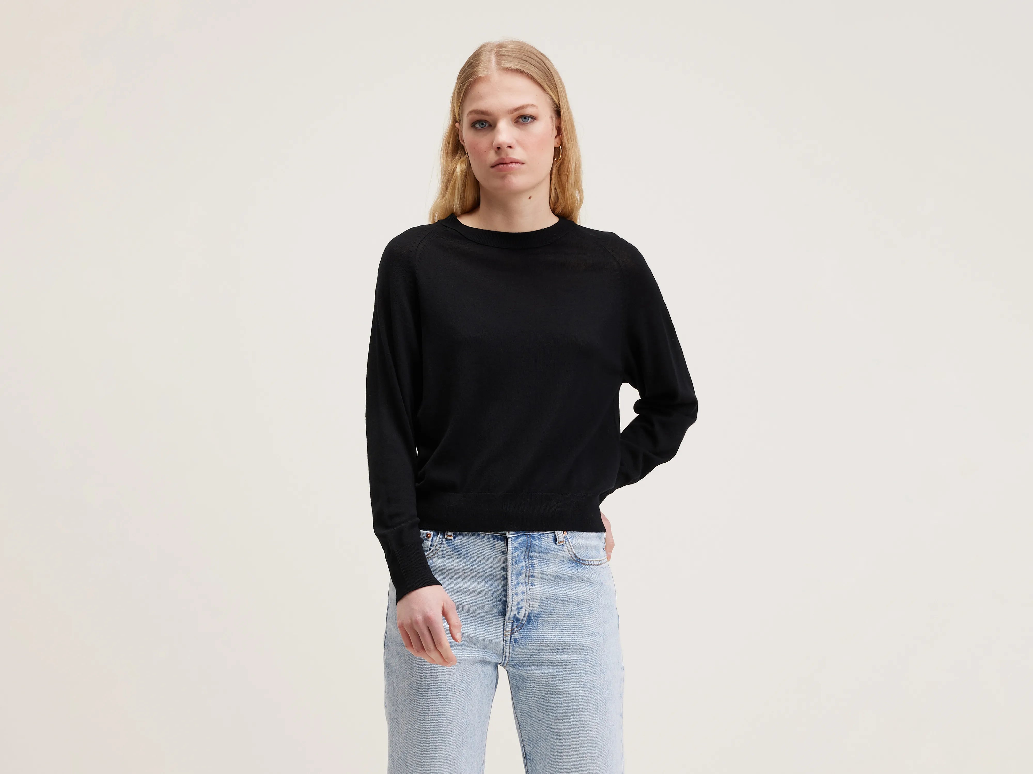 Delen classic sweater (242 / W / NAVY) Thin Thick Dense