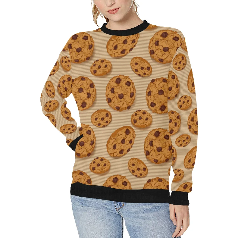 Cookie pattern Women's Crew Neck Sweatshirt Hoodie with Velcro Closure Adjustable Secure