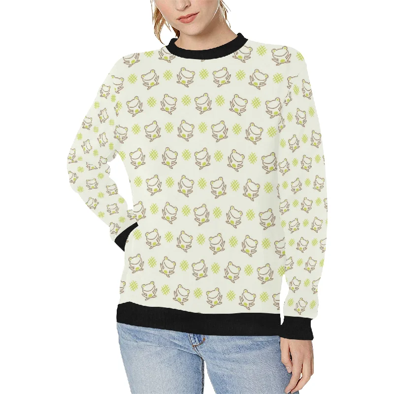 Cute cartoon frog baby pattern Women's Crew Neck Sweatshirt Hoodie Crop Top Short Trendy