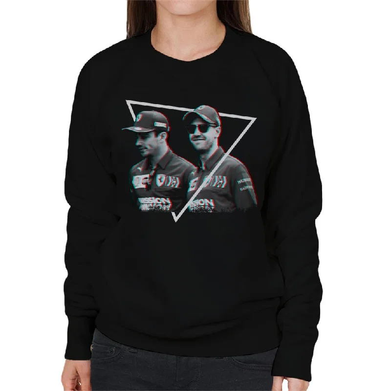 Motorsport Images Sebastian Vettel Charles Leclerc Women's Sweatshirt Hoodie with Applique Textured Unique