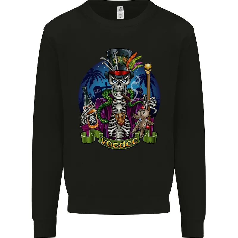 A Voodoo Skeleton Alcohol Doll Graveyard Mens Sweatshirt Jumper Hoodie with Belted Waist Structured Tailored