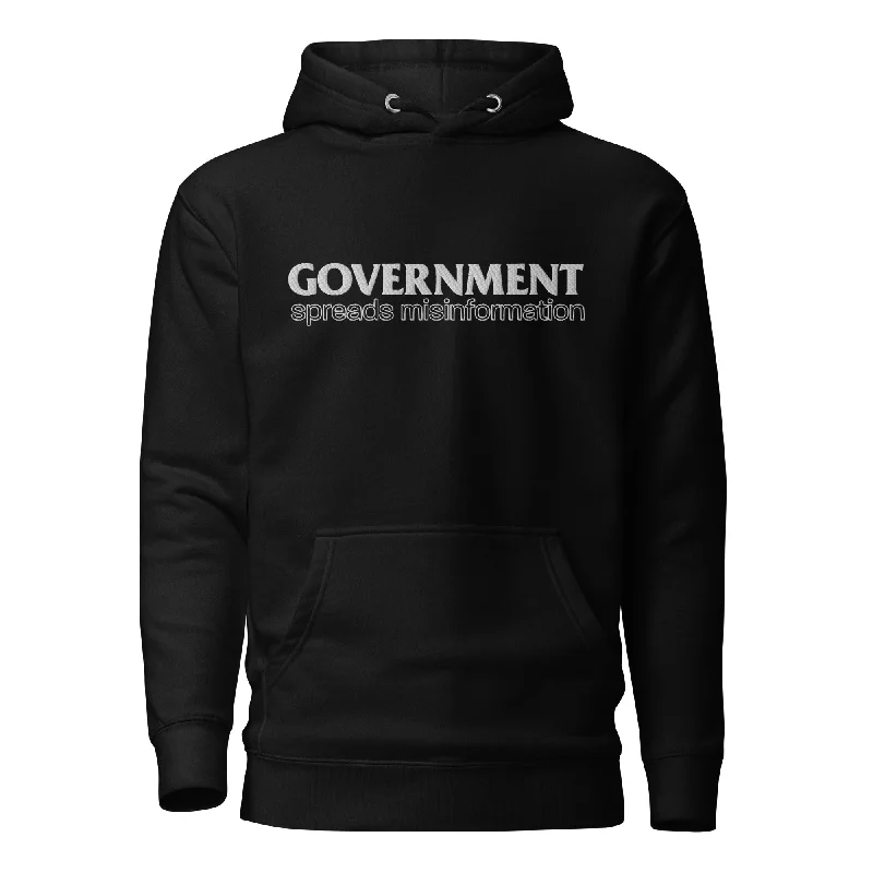 Government Spreads Misinformation Embroidered Hoodie Hoodie with Pocket Utility Practical