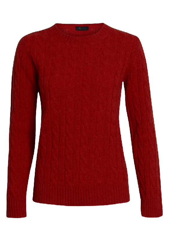 Red Cashmere Cable-knit Sweater Plaid Sweater Polka Dot Checkered