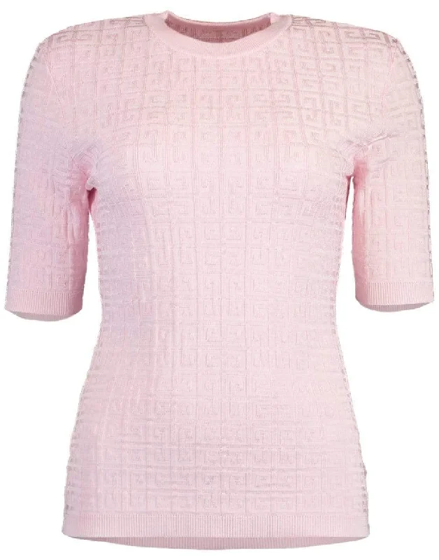 4G Light Pink Monogram Allover Sweater Transparent Opaque Sheer