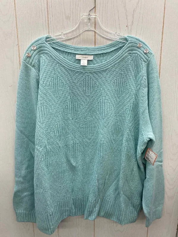 CJ Banks Blue Womens Size 2X Sweater Handmade Hand-knitted Hand-woven