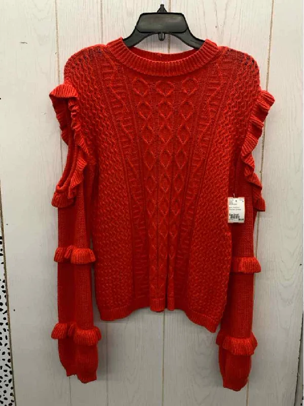 Express Red Womens Size Small Sweater Fleece Fabric Down Fabric Feather Fabric