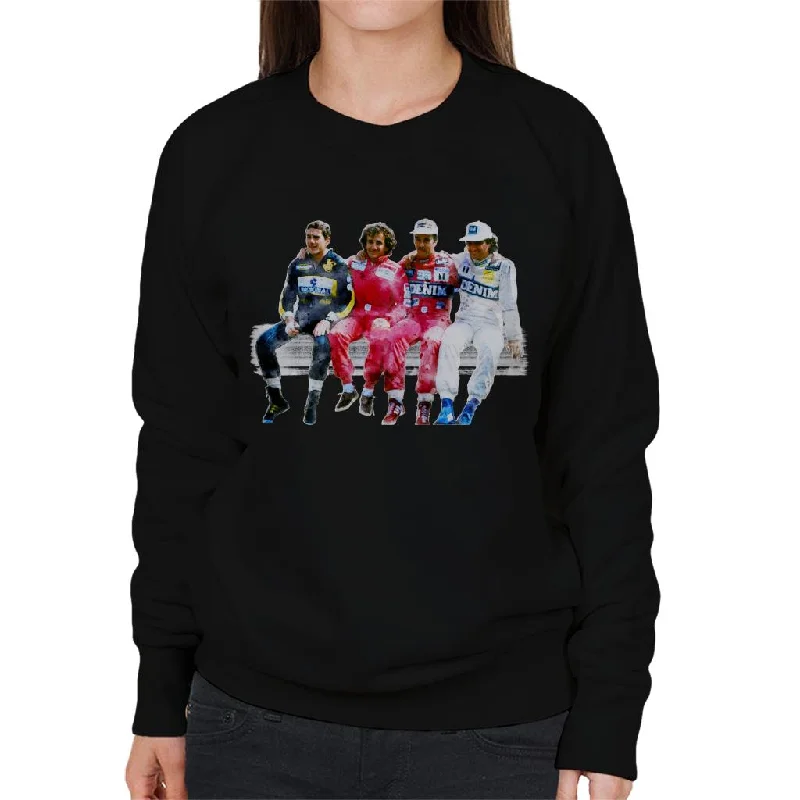 Motorsport Images Mansell Piquet Prost Senna Pitwall Women's Sweatshirt Hoodie with Front Slit Layering Stylish