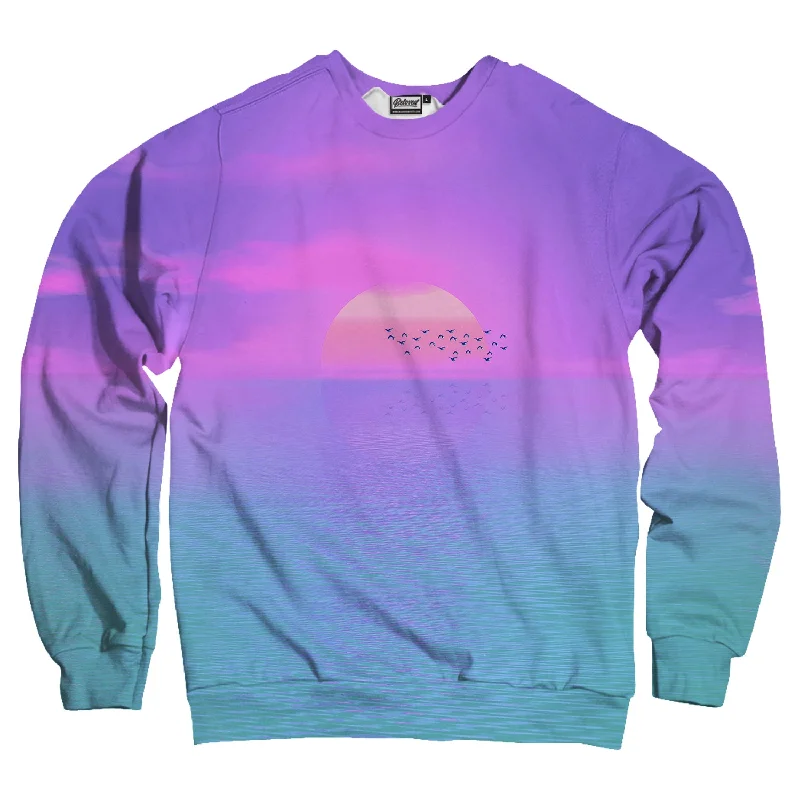 Beach Sunset Vaporwave Unisex Sweatshirt Hoodie with Hood Adjustable Protection