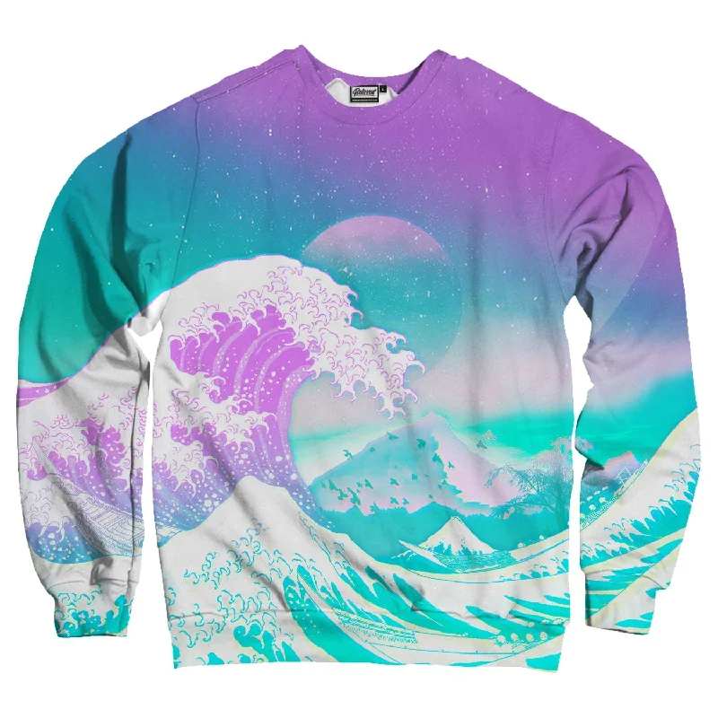 Great Wave Vaporwave Unisex Sweatshirt Hoodie with Snap Buttons Easy Quick