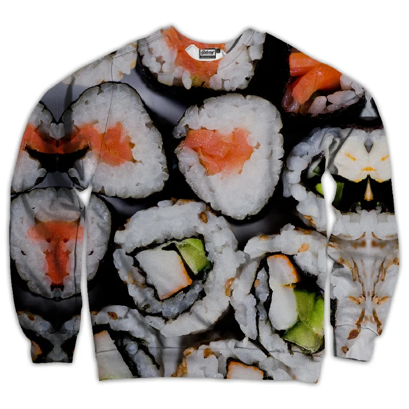 Sushi Unisex Sweatshirt Hoodie with Hem Frayed Vintage Worn