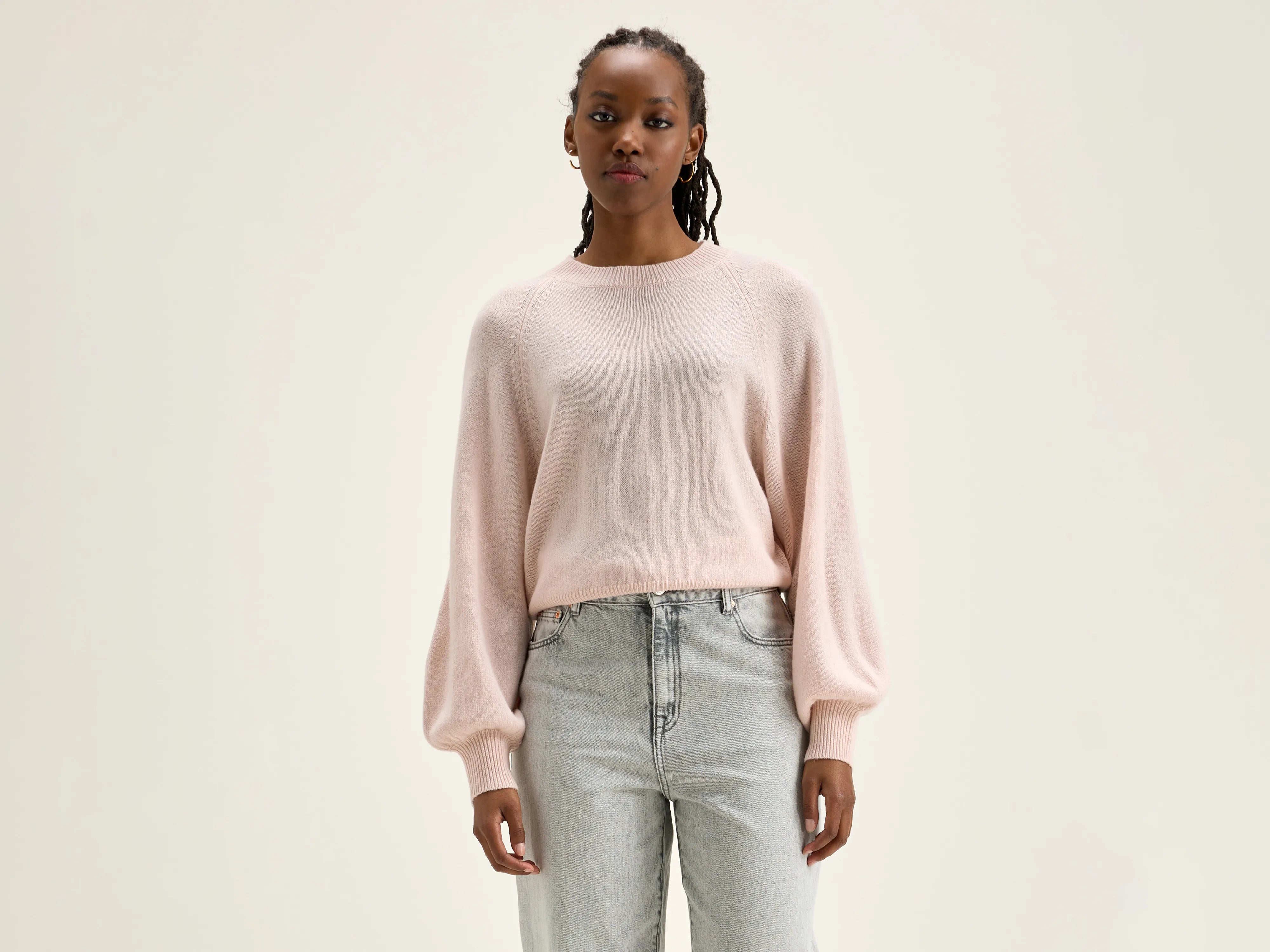 Ganto crew-neck sweater (242 / W / LIGHT ROSE) Spandex Blend Rayon Blend Denim Blend