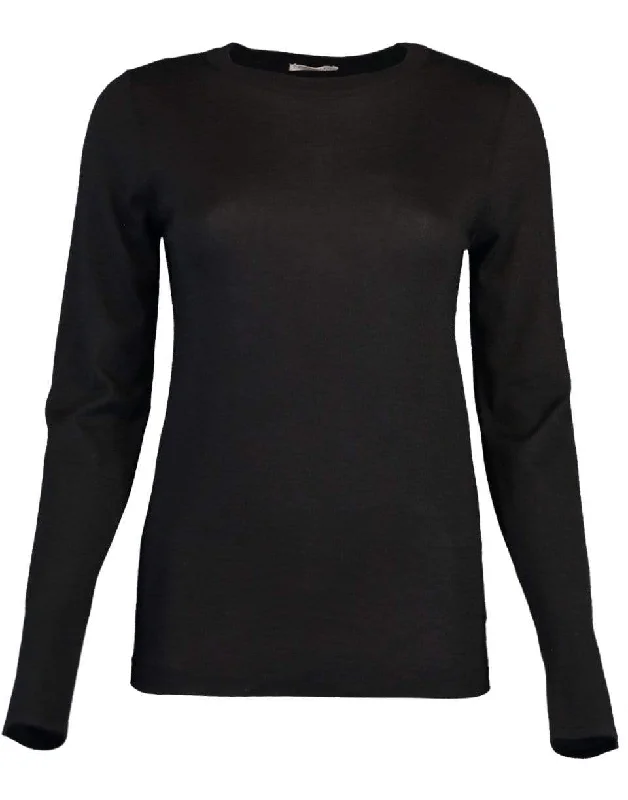 Cashmere Crewneck Sweater Glossy Satin Silk