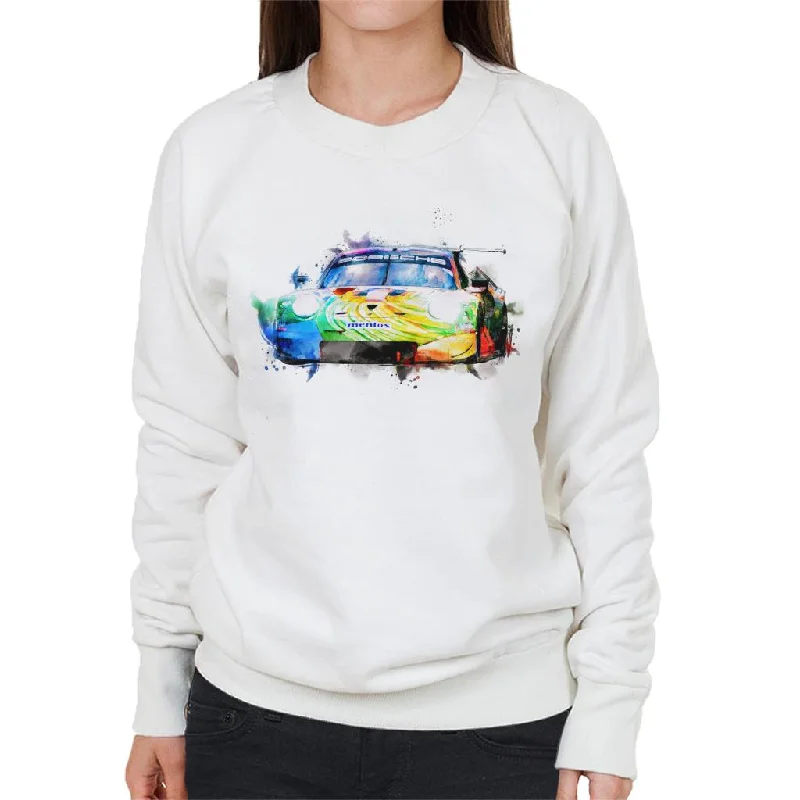 Motorsport Images Porsche 911 RSR Bergmeister Lindsey Women's Sweatshirt Hoodie with Tied Waist Feminine Flattering