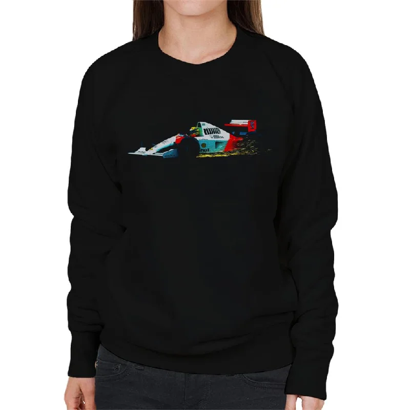 Motorsport Images Ayrton Senna McLaren MP4 6 Sparks Fly Women's Sweatshirt Hoodie with Mesh Breathable Sporty