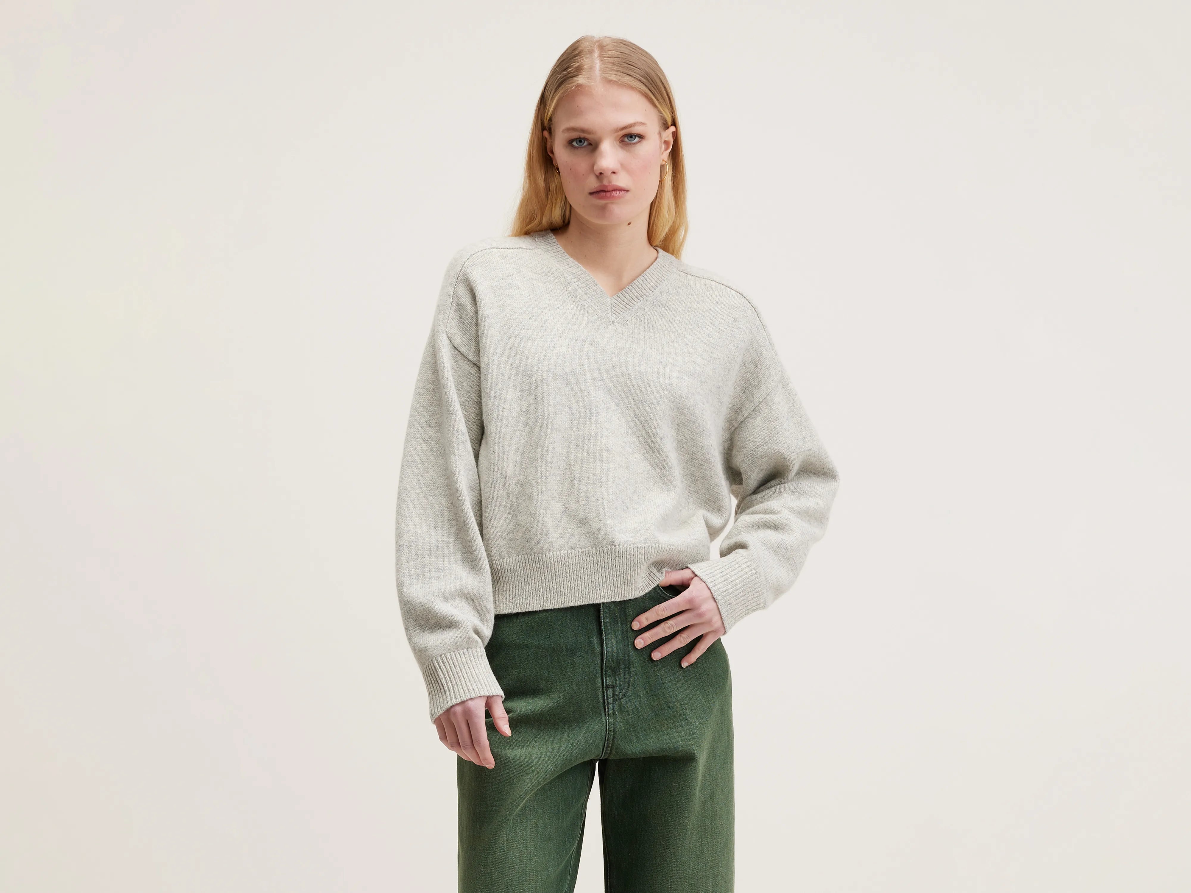 Gador boxy sweater (242 / W / OYSTER) Rayon Fabric Velvet Fabric Corduroy Fabric