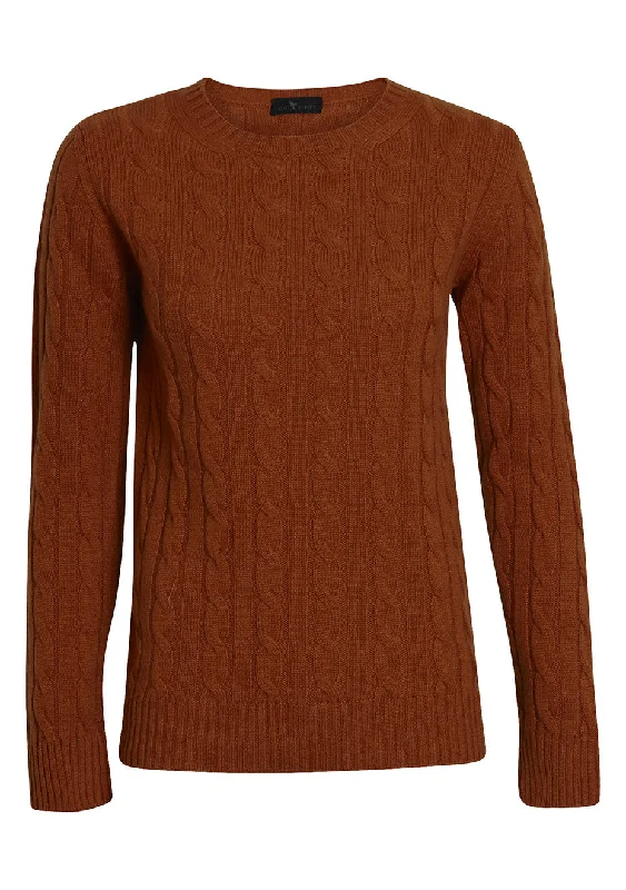 Rust Cashmere Cable-knit Sweater Slim Fit Regular Fit Oversized