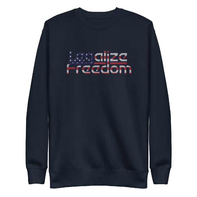 Legalize Freedom Embroidered Crewneck Sweatshirt Hoodie with Bell Sleeves Flared Feminine