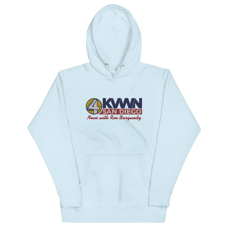 KVWN News with Ron Burgundy Embroidered Hoodie Graphic Hoodie Design Print