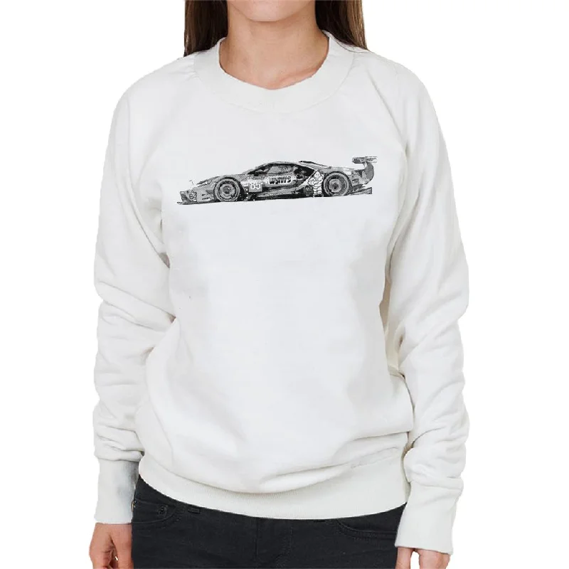 Motorsport Images Ford GT Priaulx Tincknell Women's Sweatshirt Hoodie with Tied Waist Feminine Flattering