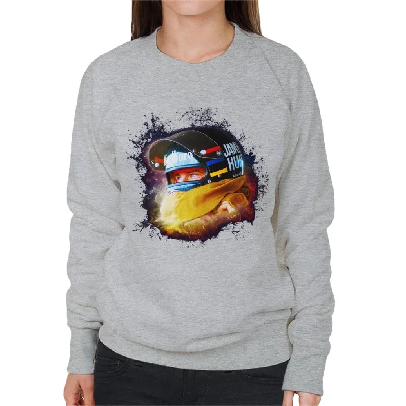 Motorsport Images James Hunt Wearing Helmet Portrait Women's Sweatshirt Hoodie with Drawcord Adjustable Secure