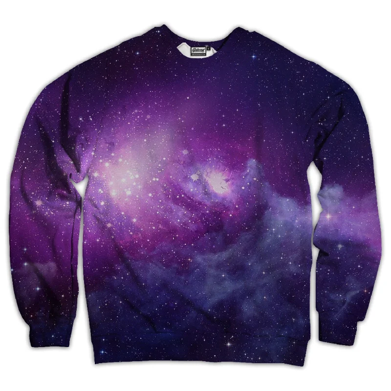 Purple Galaxy Unisex Sweatshirt Hoodie with Hem Detail Decorative Unique