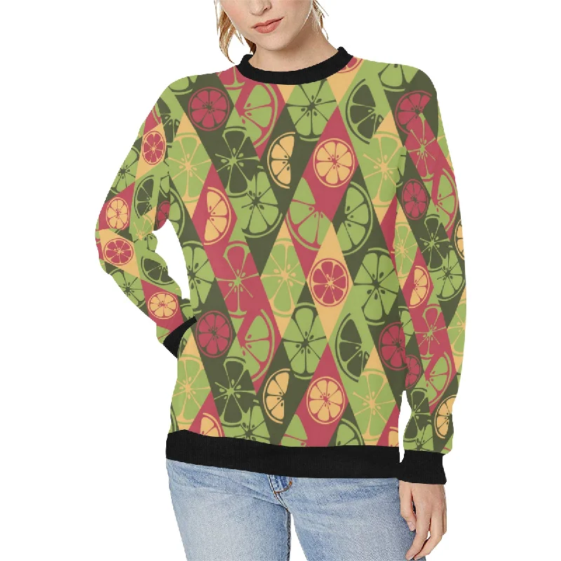 Cool Geometric lime pattern Women's Crew Neck Sweatshirt Hoodie with Print Artistic Unique