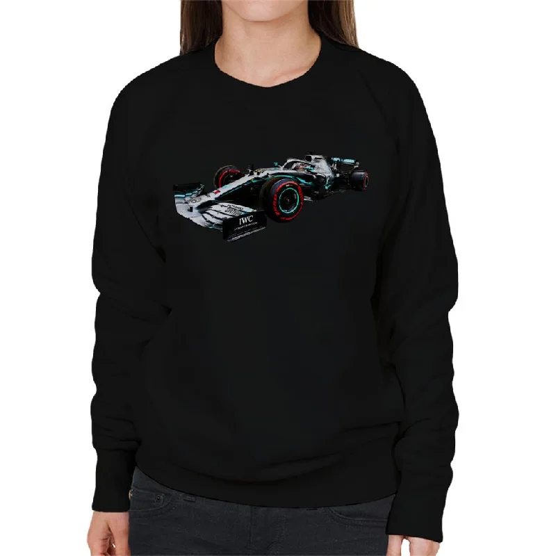 Motorsport Images Mercedes AMG F1 W10 Lewis Hamilton Women's Sweatshirt Hoodie with Frayed Bohemian Relaxed