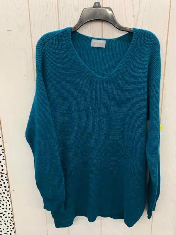 K. Jordan Teal Womens Size L Sweater Handmade Hand-knitted Hand-woven