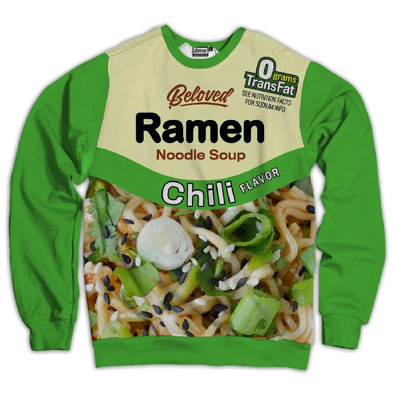 Green Chili Ramen Unisex Sweatshirt Hoodie with Oversized Fit Loose Comfortable