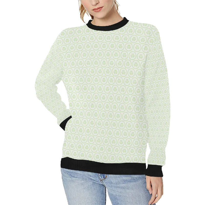 Cucumber pattern background Women's Crew Neck Sweatshirt Hoodie with Raw Hem Edgy Unfinished