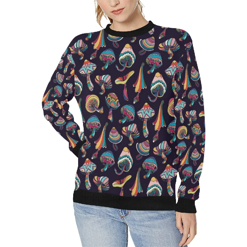 Colorful mushroom pattern Women's Crew Neck Sweatshirt Graphic Hoodie Design Print