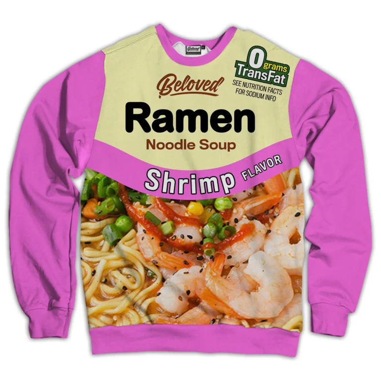 Shrimp Ramen Unisex Sweatshirt Hoodie with Crew Neck Simple Timeless