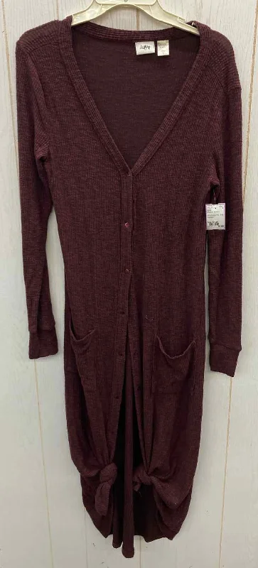 Daytrip Burgundy Womens Size Small Sweater Ribbed Striped Patterned