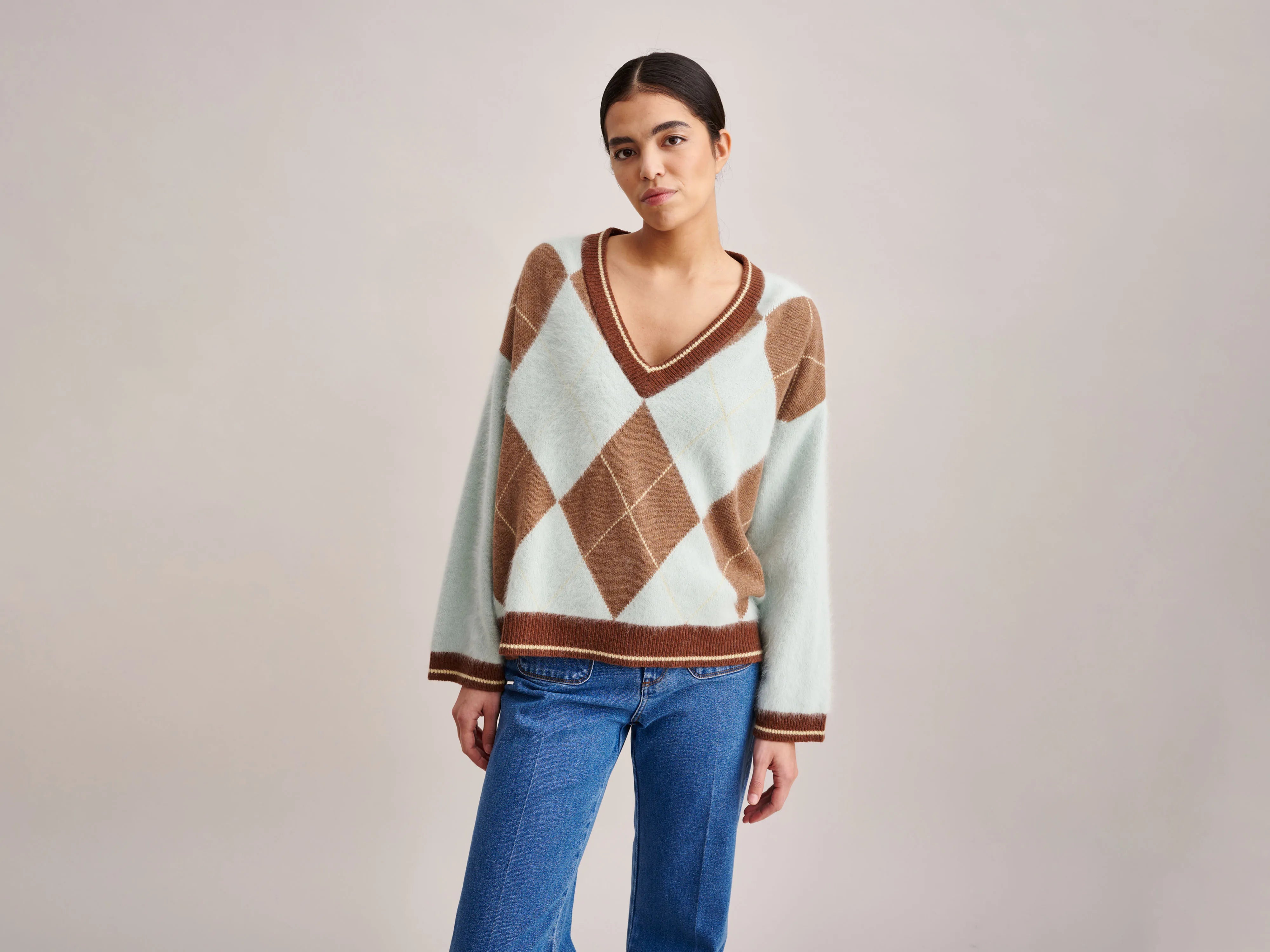 Dylh Sweater (232 / W / AQUA) Lace Blend Ribbed Blend Corduroy Blend