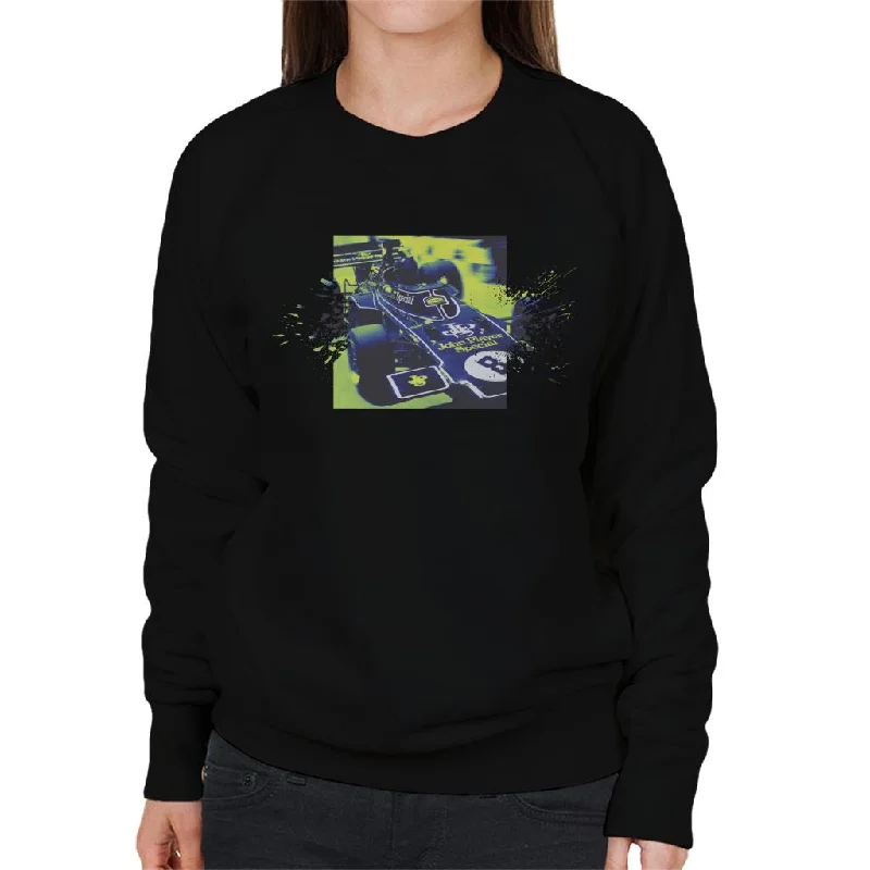 Motorsport Images Lotus 72D Leaves The Pits Women's Sweatshirt Hoodie with Color Block Contrast Stylish