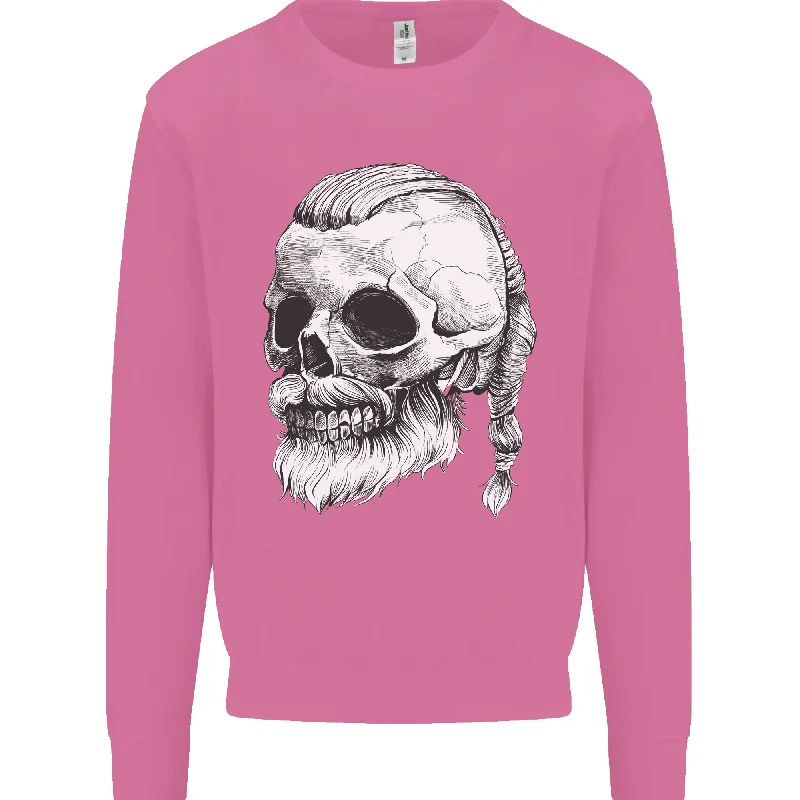 A Viking Skull Mens Sweatshirt Jumper Hoodie with Fur Luxurious Winter