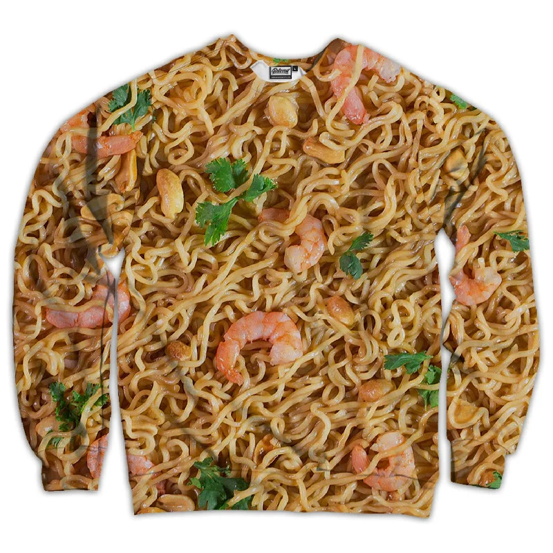 Shrimp Ramen Noodles Unisex Sweatshirt Hoodie with Distressed Vintage Worn