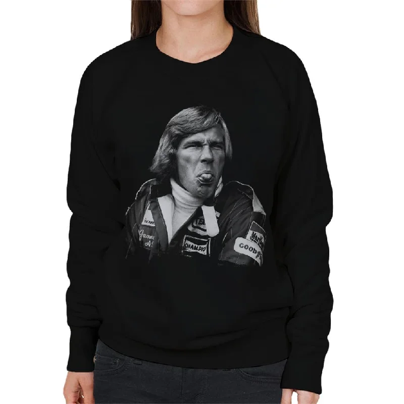 Motorsport Images James Hunt Pulling Funny Face Women's Sweatshirt Hoodie with Neon Bright Vibrant