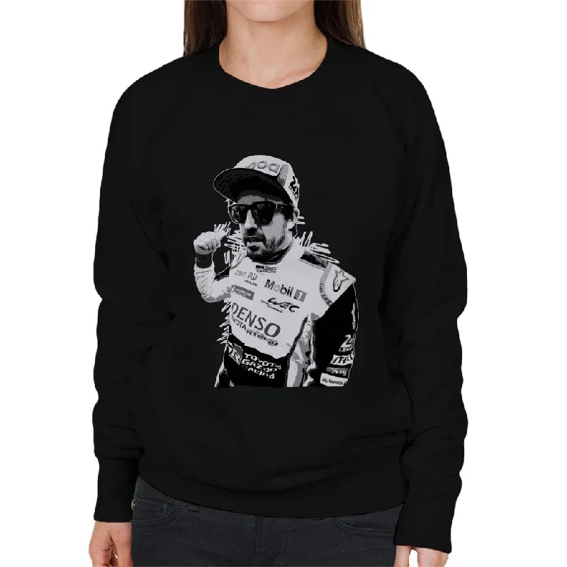 Motorsport Images Fernando Alonso Circuit De La Sarthe Women's Sweatshirt Hoodie with Back Slit Movement Comfort