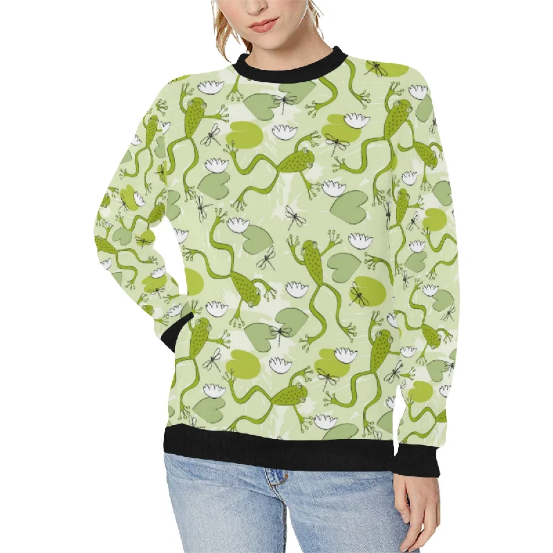 Cute frog dragonfly pattern Women's Crew Neck Sweatshirt Hoodie with Logo Branding Identity