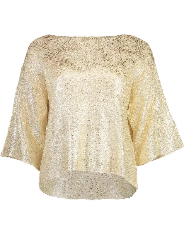 Maglia Metallic Sweater Real Fur Shearling Chenille