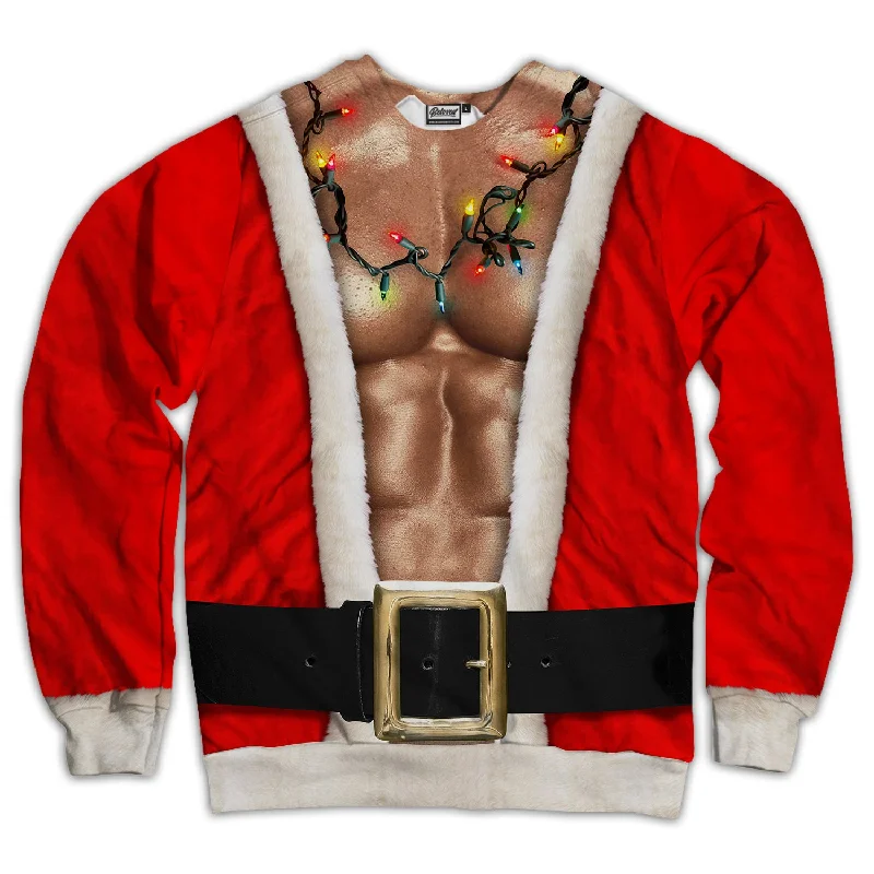 Buff Santa Unisex Sweatshirt Hoodie with Strings Custom Fit Adjustable