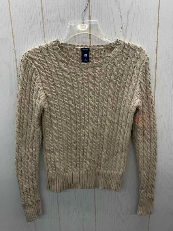 GAP Tan Womens Size Small Sweater Chenille Brocade Lace