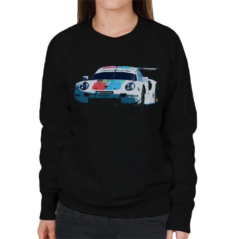 Motorsport Images Porsche 911 RSR Pilet Bamber Tandy Women's Sweatshirt Hoodie with Hem Fringe Bohemian Relaxed