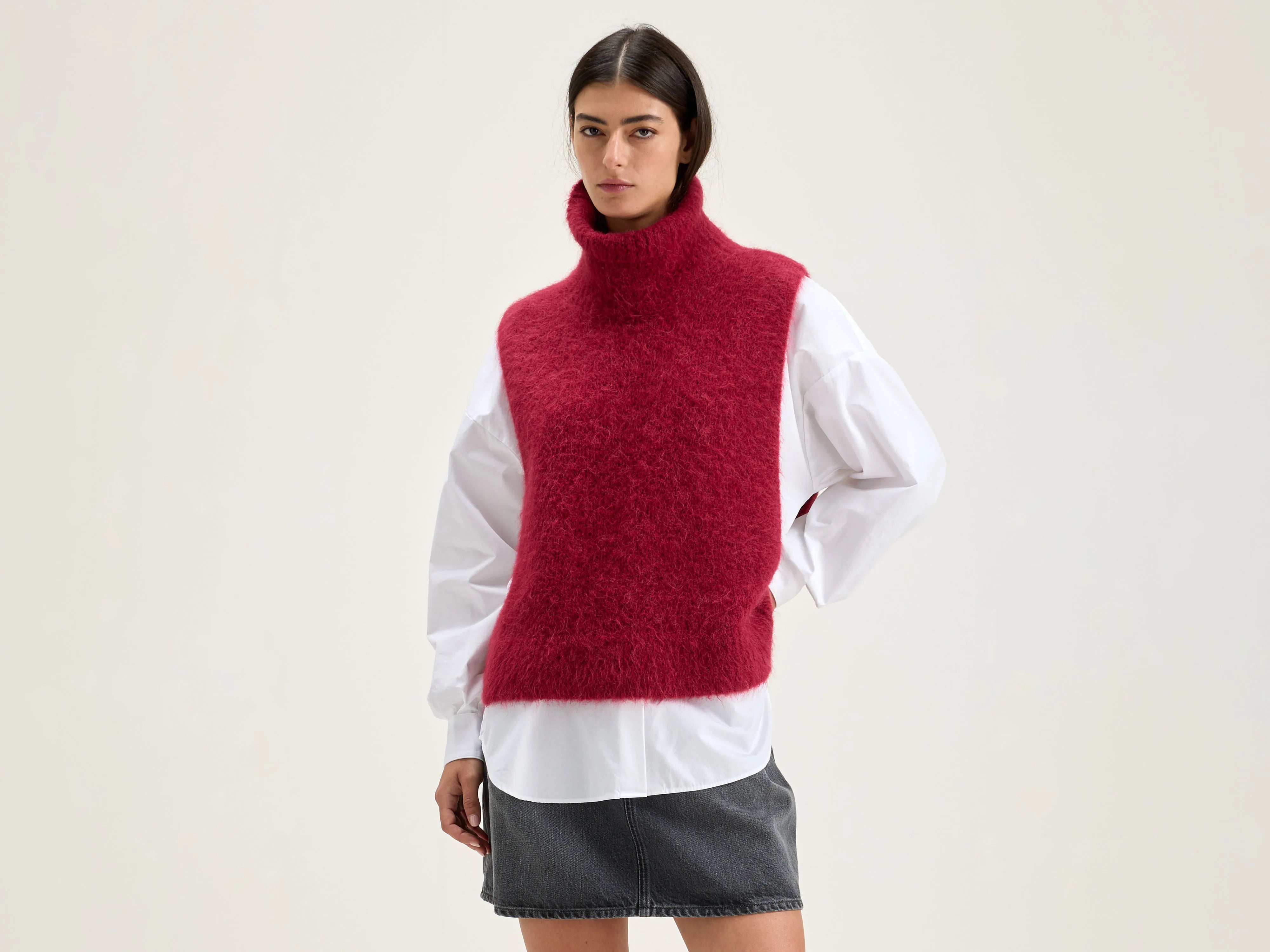 Daren sleeveless sweater (242 / W / RED DAHLIA) Spandex Rayon Corduroy